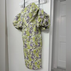 LAVISH ALICE Floral Puff-Sleeve Midi-Dress size 6